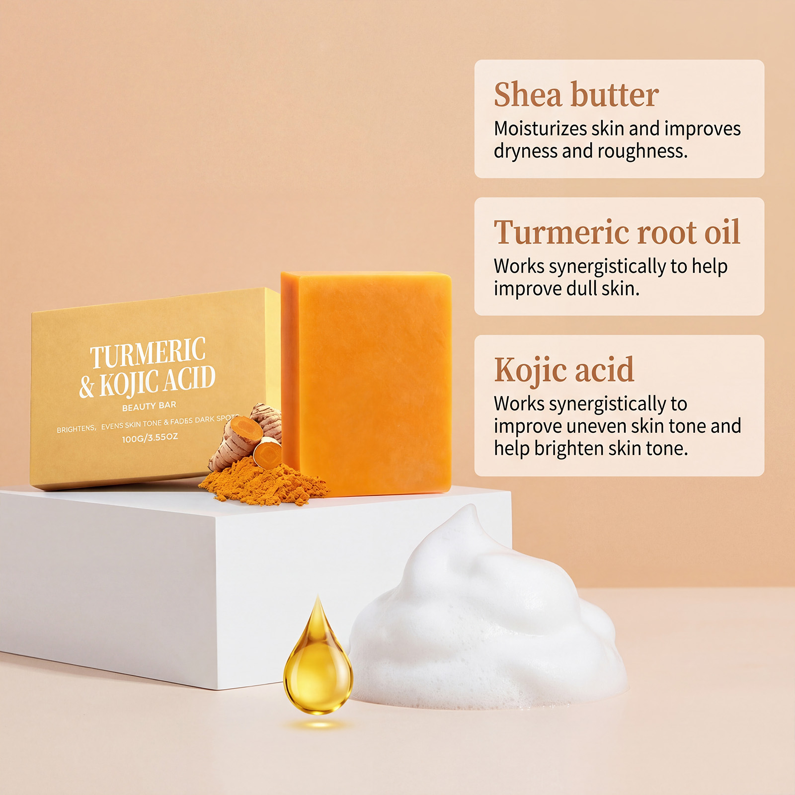 Savon au curcuma et à l'acide  - Kojic Acid Soap avis et prix